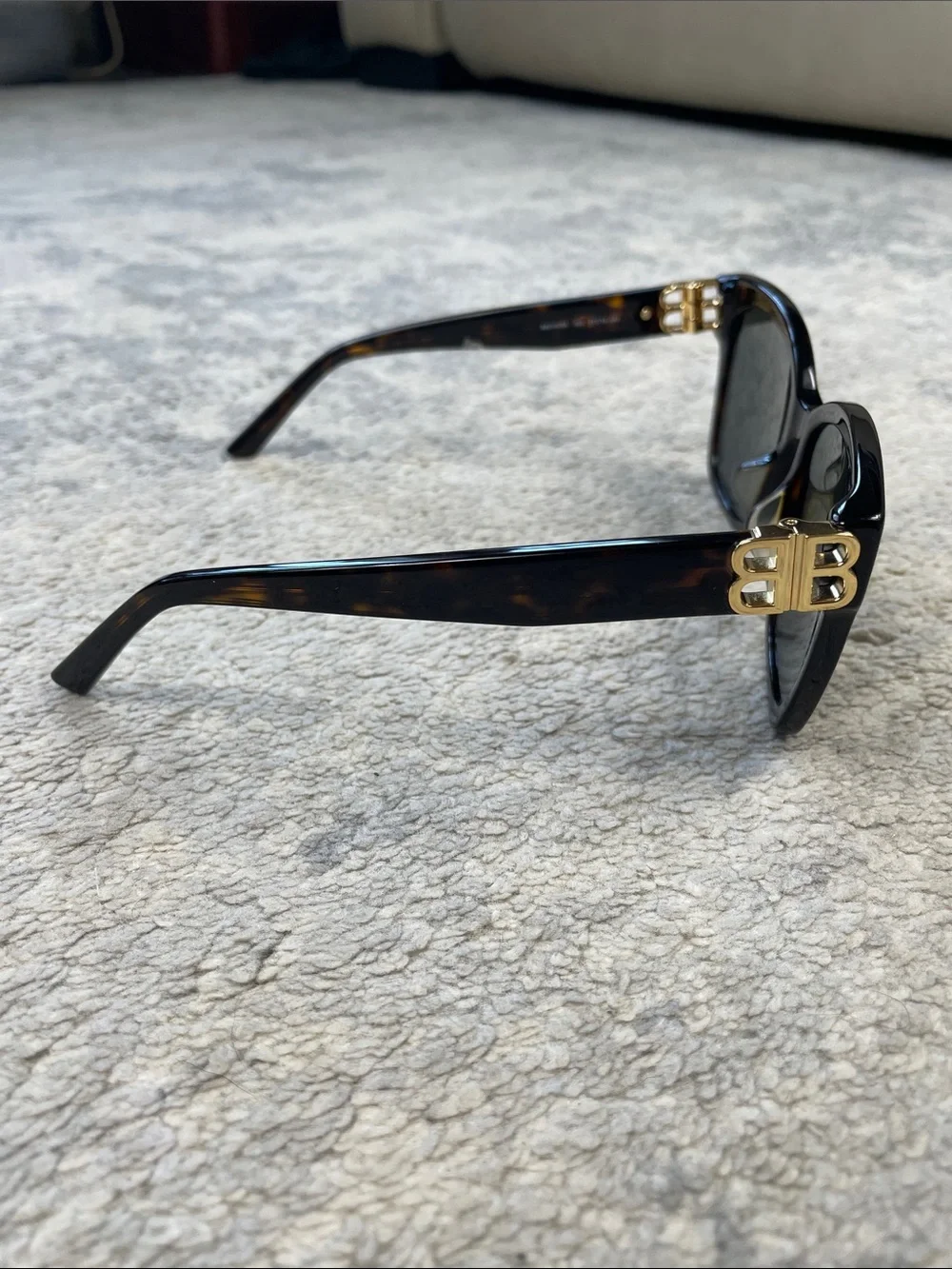 New Balenciaga BB0102SA Square Sunglasses Havana